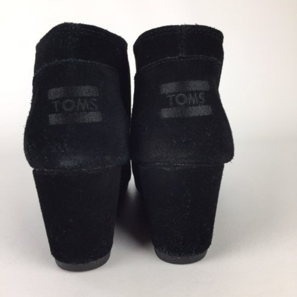 Toms Desert Wedge Black Suede Lace Up Ankle Boots 8.5 - Picture 4 of 16